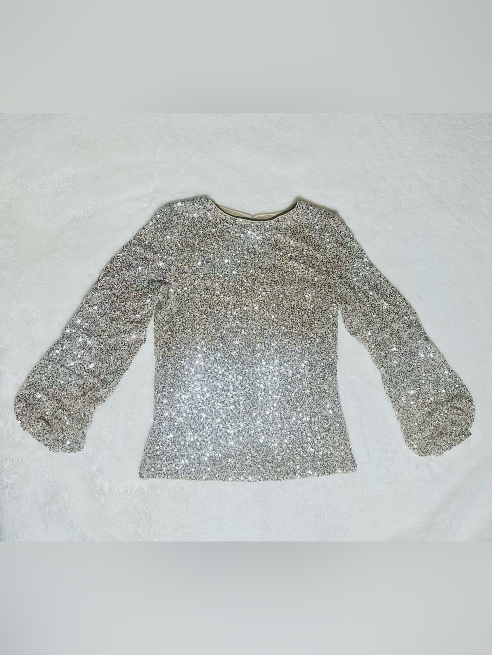 Sparkle Sequin Long-Sleeve Women's Top - Silver